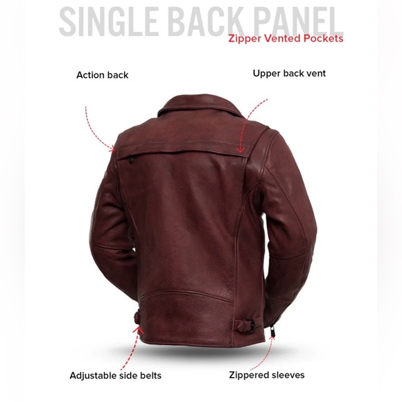 NWOT NIGHT RIDER MEN'S MOTORCYCLE LEATHER JACKET in Red - Picture 8 of 13